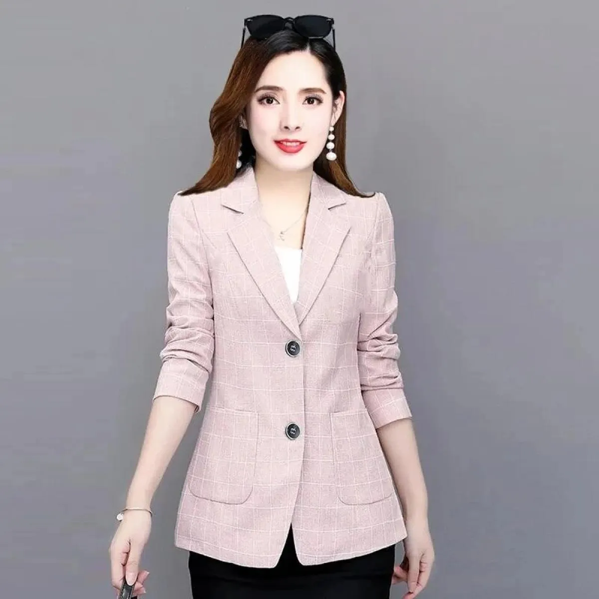 2022 Primavera Autunno Blazer Cappotti Abito da donna Giacca corta Casual Top Capispalla femminile Slim Lattice Blazer Giacca a