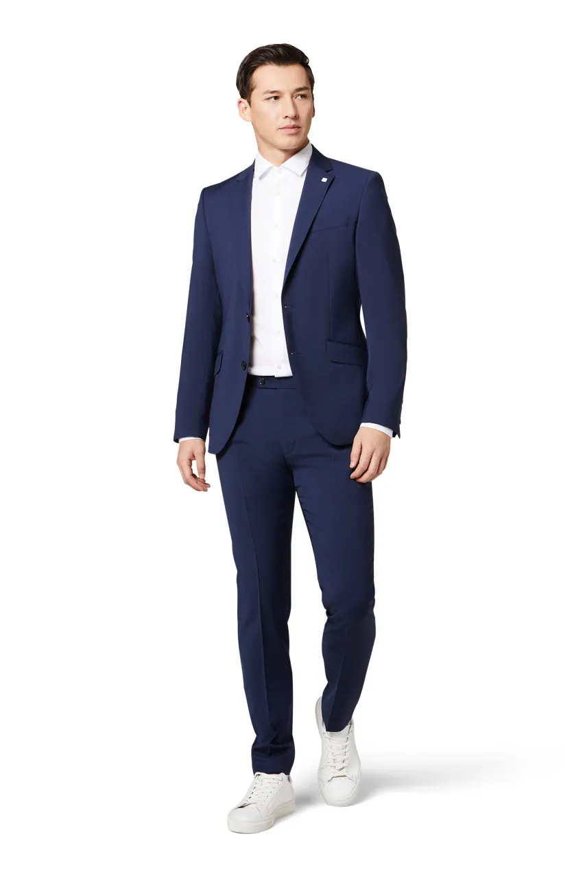 Abito digel drop quattro corto slim fit blu napoli lana marzotto super 100's