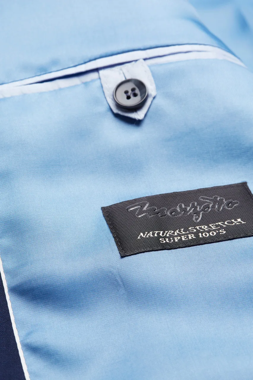 Abito digel drop quattro corto slim fit blu napoli lana marzotto super 100's