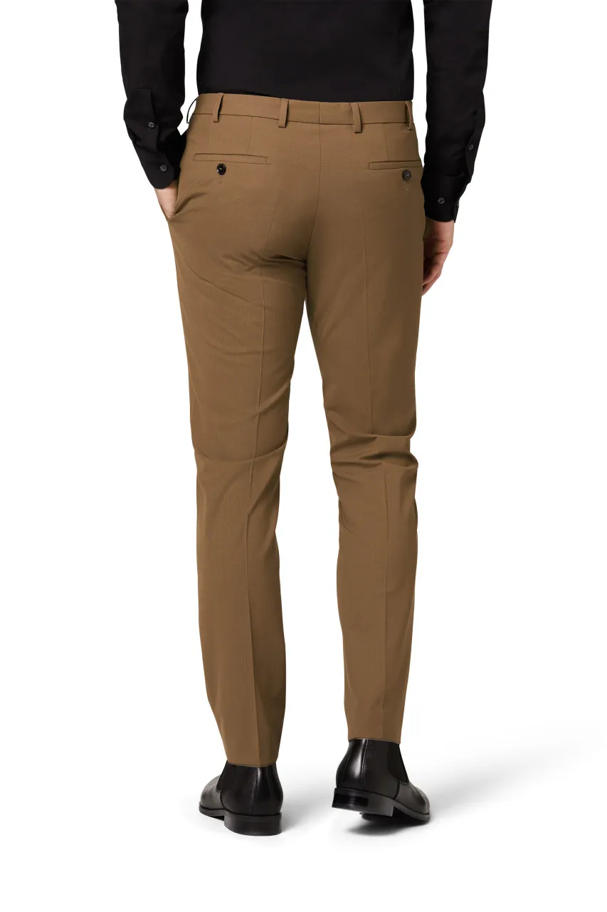 Abito slim fit digel marrone chiaro misto lana bi-stretch