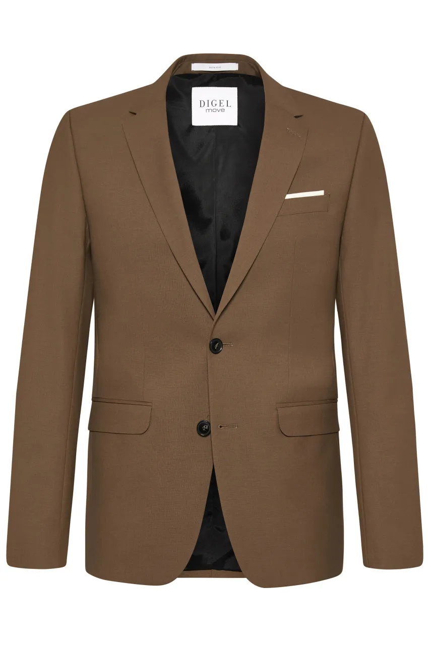 Abito slim fit digel marrone chiaro misto lana bi-stretch