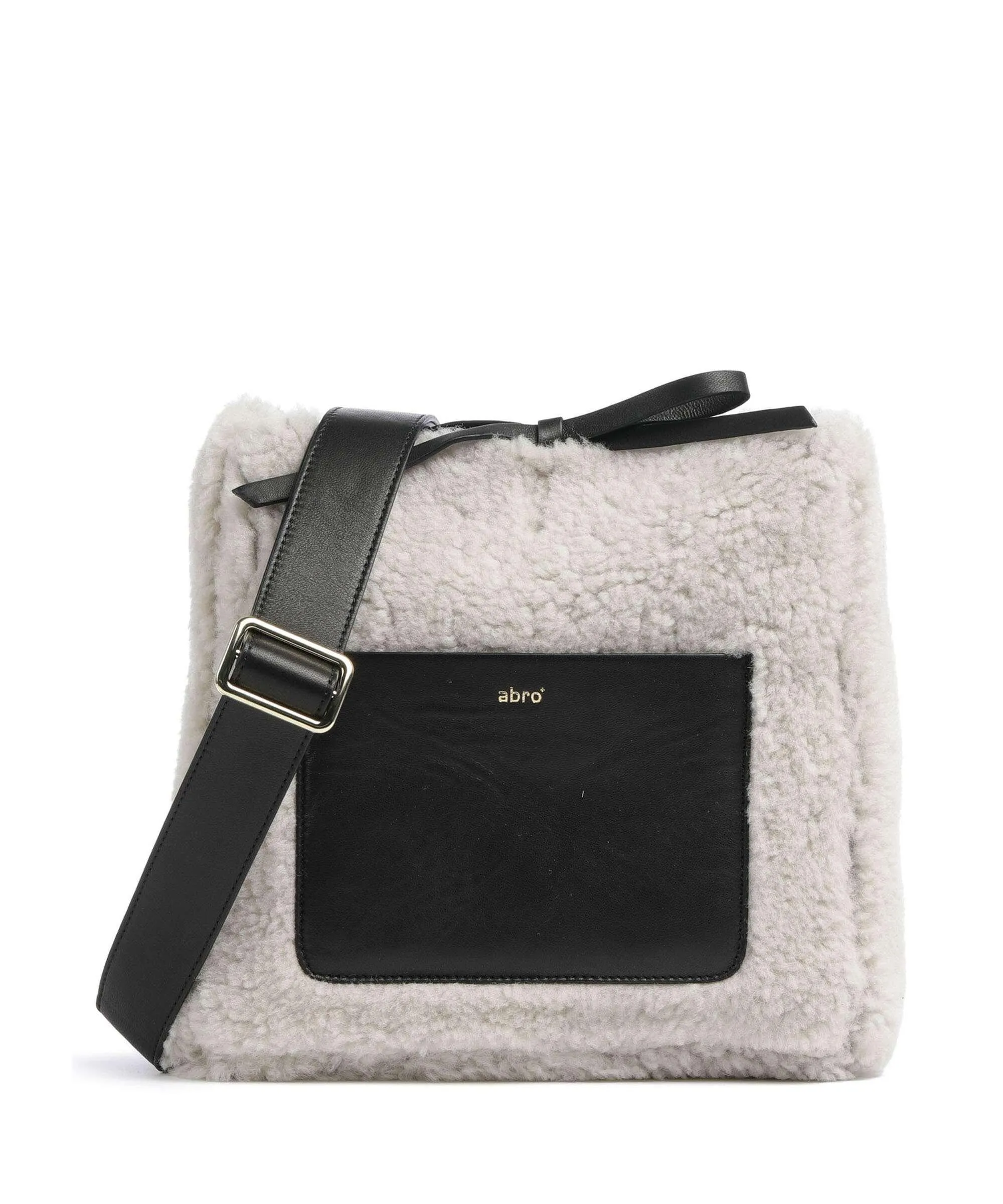  Abro Shearling Raquel Borsa a tracolla pelle a grana fine, pelliccia nero  