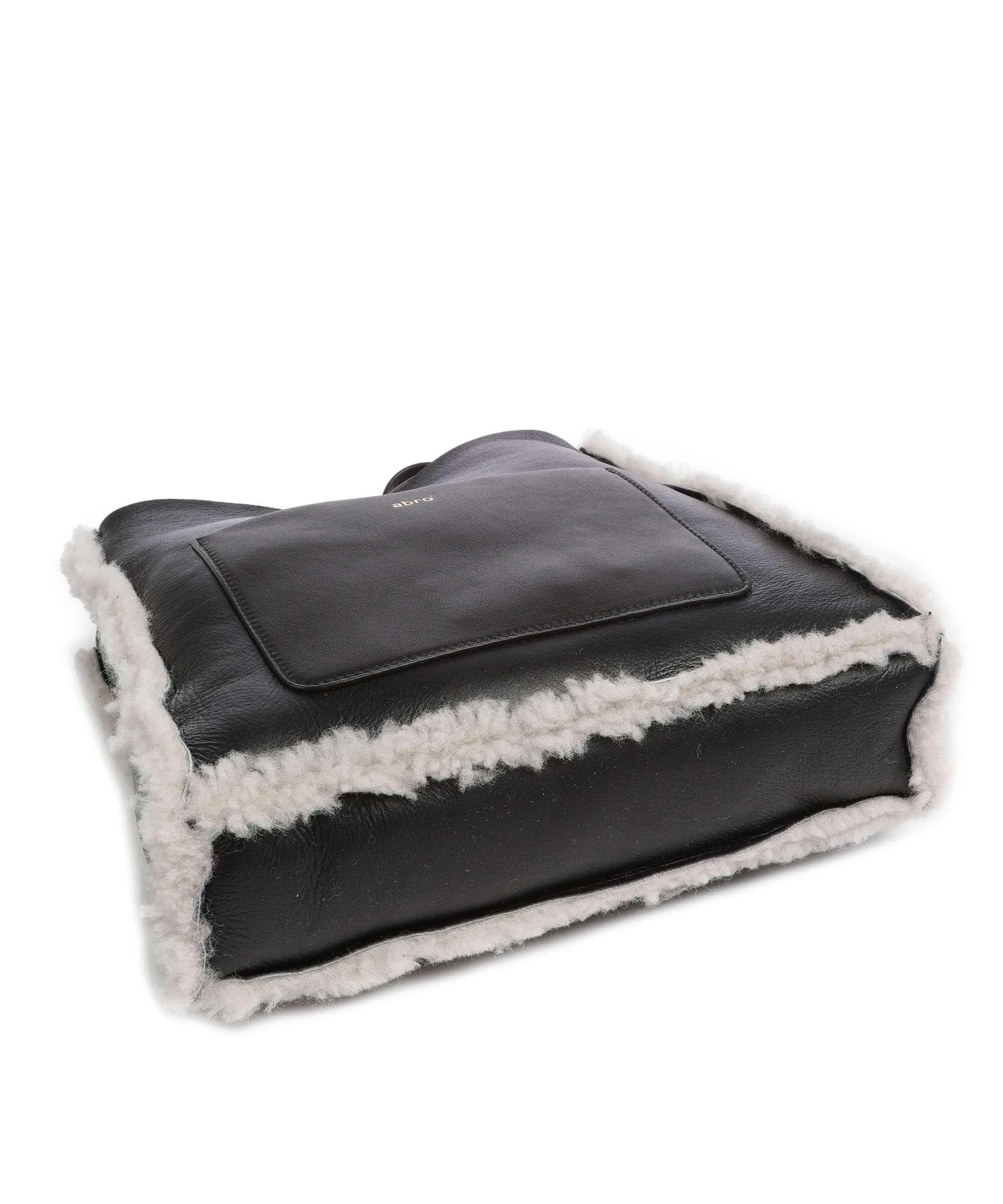  Abro Shearling Raquel Borsa a tracolla pelle a grana fine, pelliccia nero  