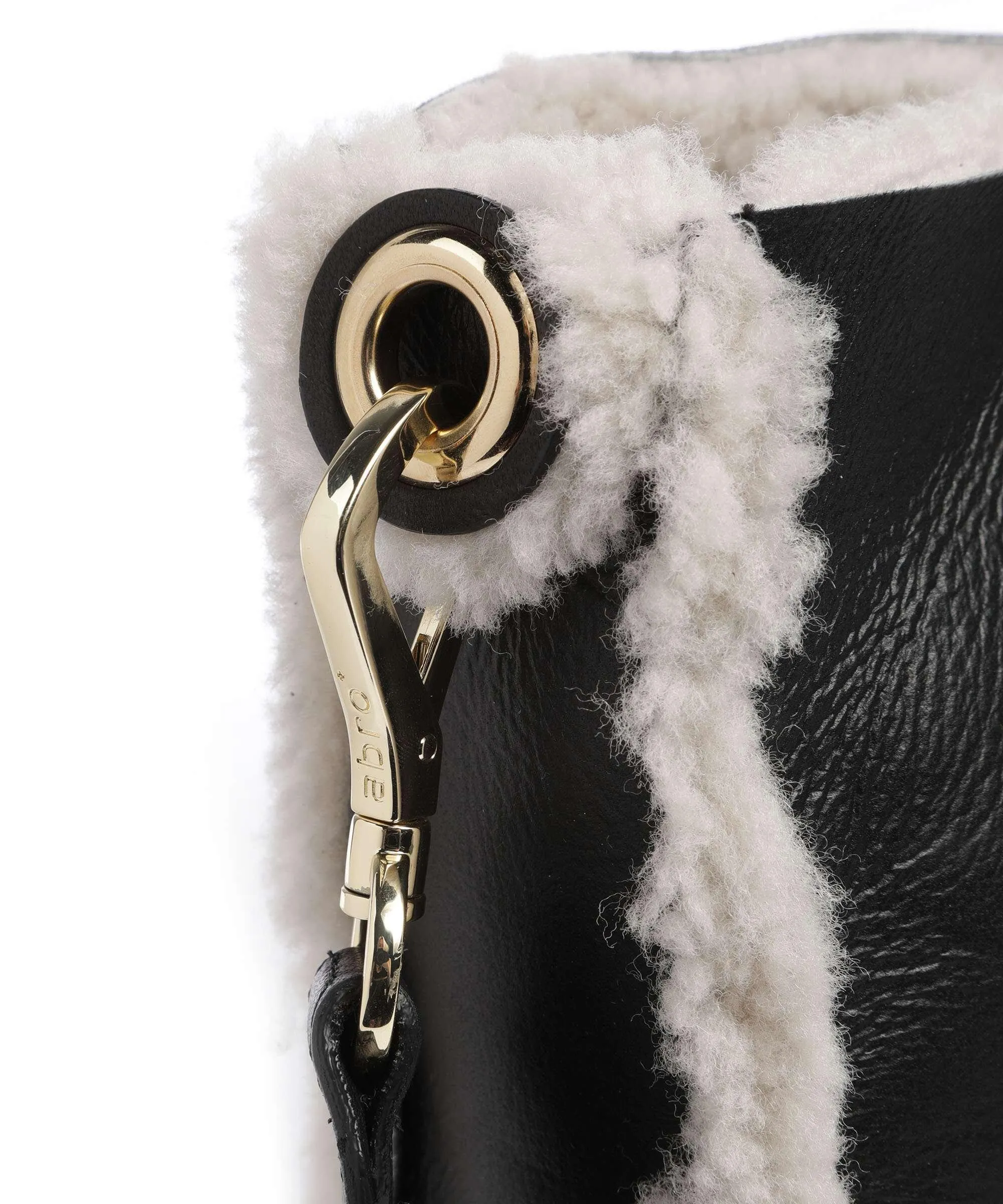  Abro Shearling Raquel Borsa a tracolla pelle a grana fine, pelliccia nero  