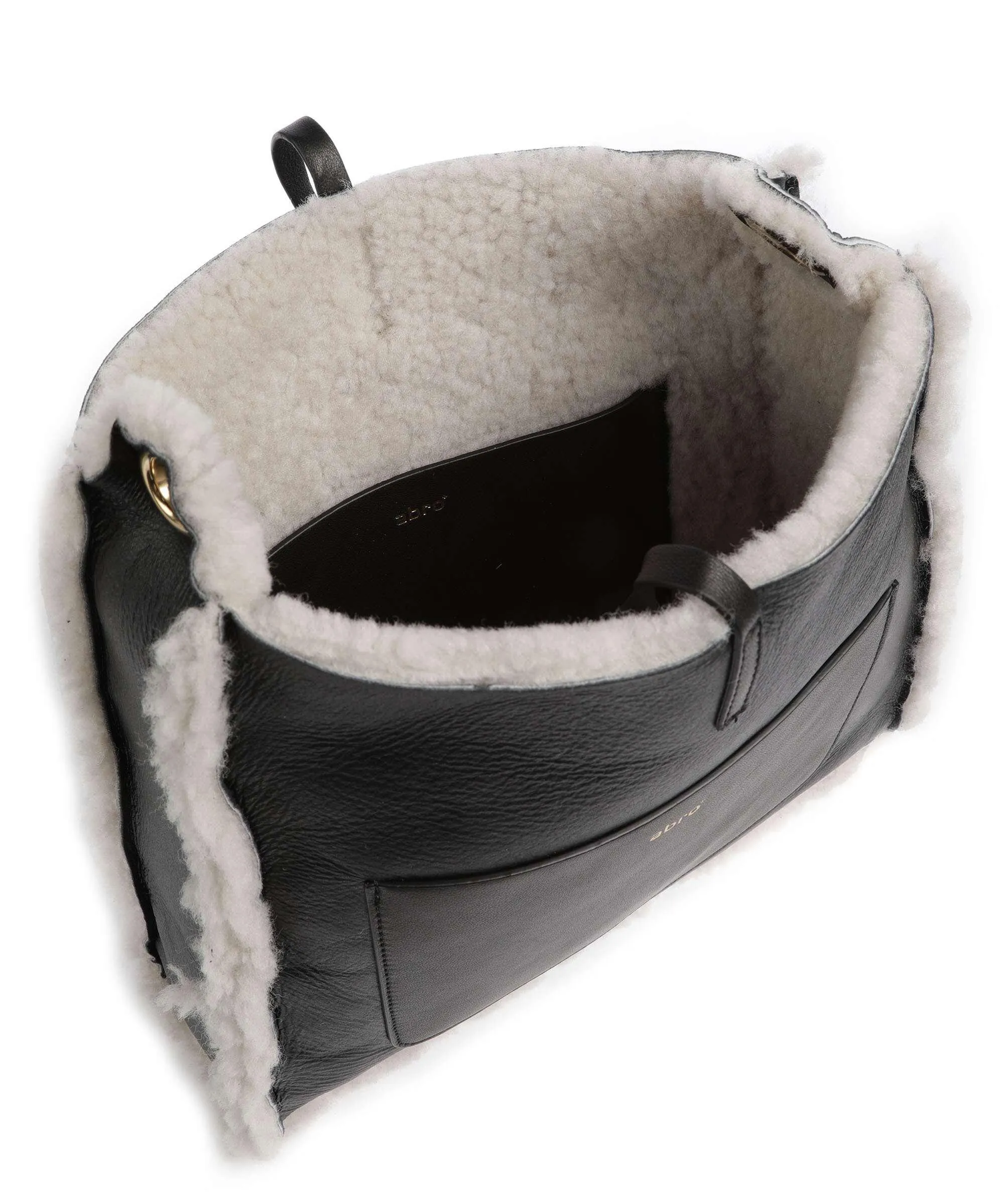  Abro Shearling Raquel Borsa a tracolla pelle a grana fine, pelliccia nero  
