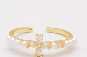 Anello con perle finte, ART569, colore oro