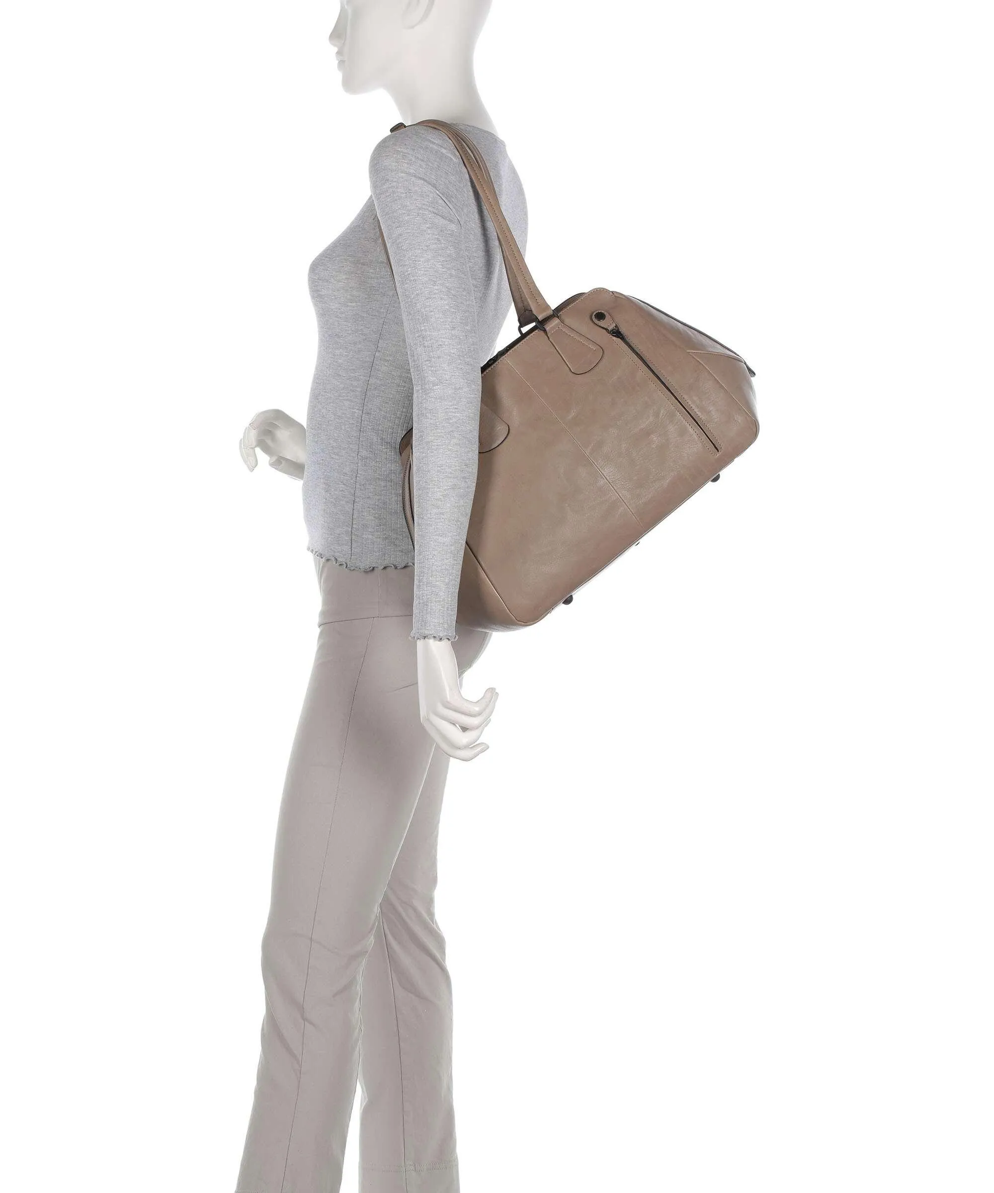  Aunts & Uncles Grandma's Luxury Club Mrs. Poundcake Borsa shopper 13″ pelle di vacchetta finemente grana taupe  