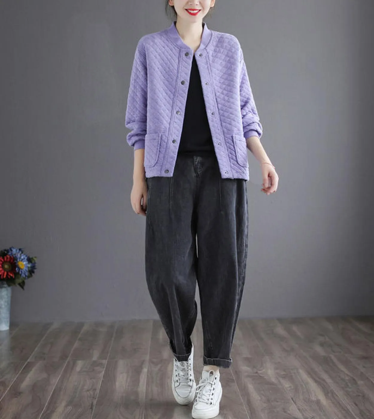 Autunno Inverno New Fashion Donna Manica lunga Cappotti corti larghi Addensare Giacche casual monopetto in cotone caldo V546