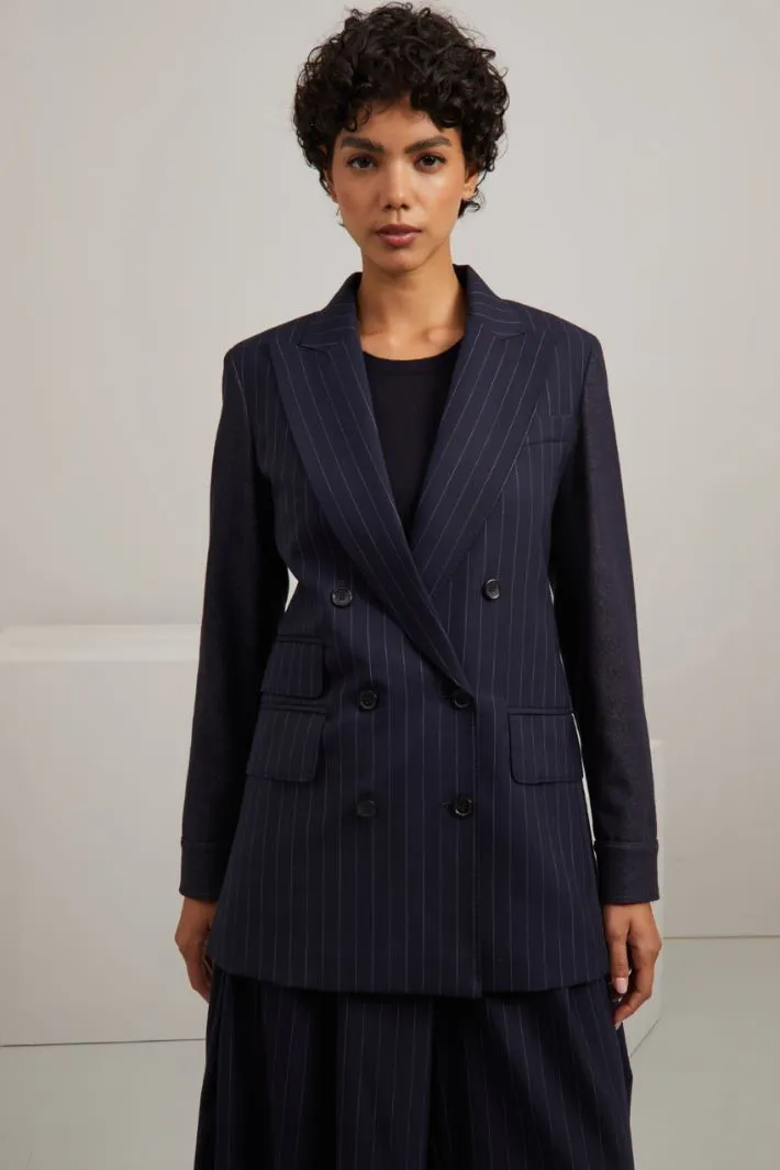 Blazer in lana e denim