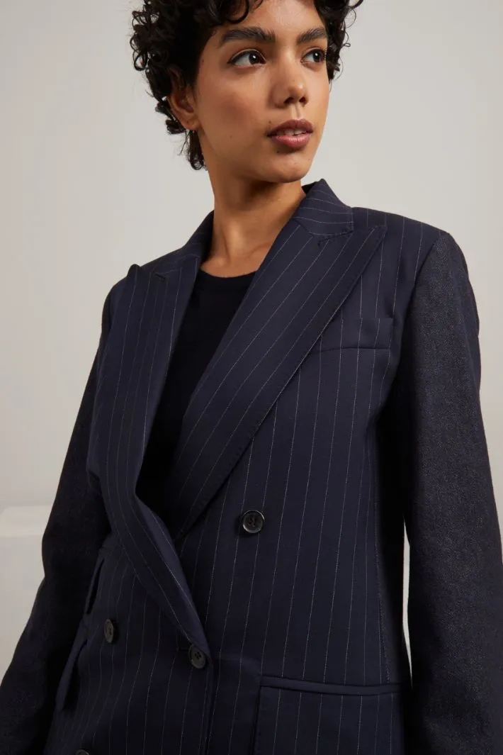 Blazer in lana e denim
