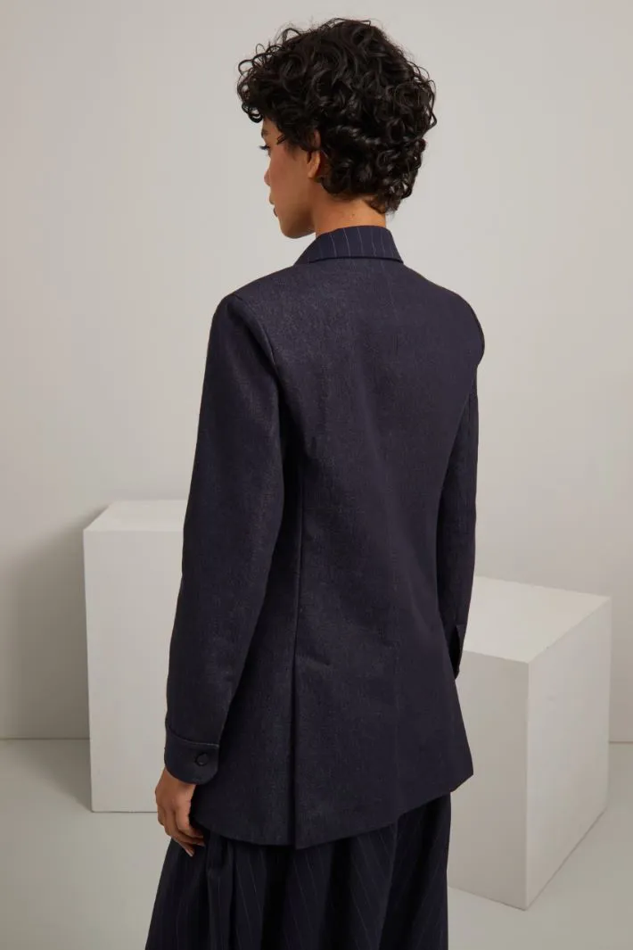 Blazer in lana e denim