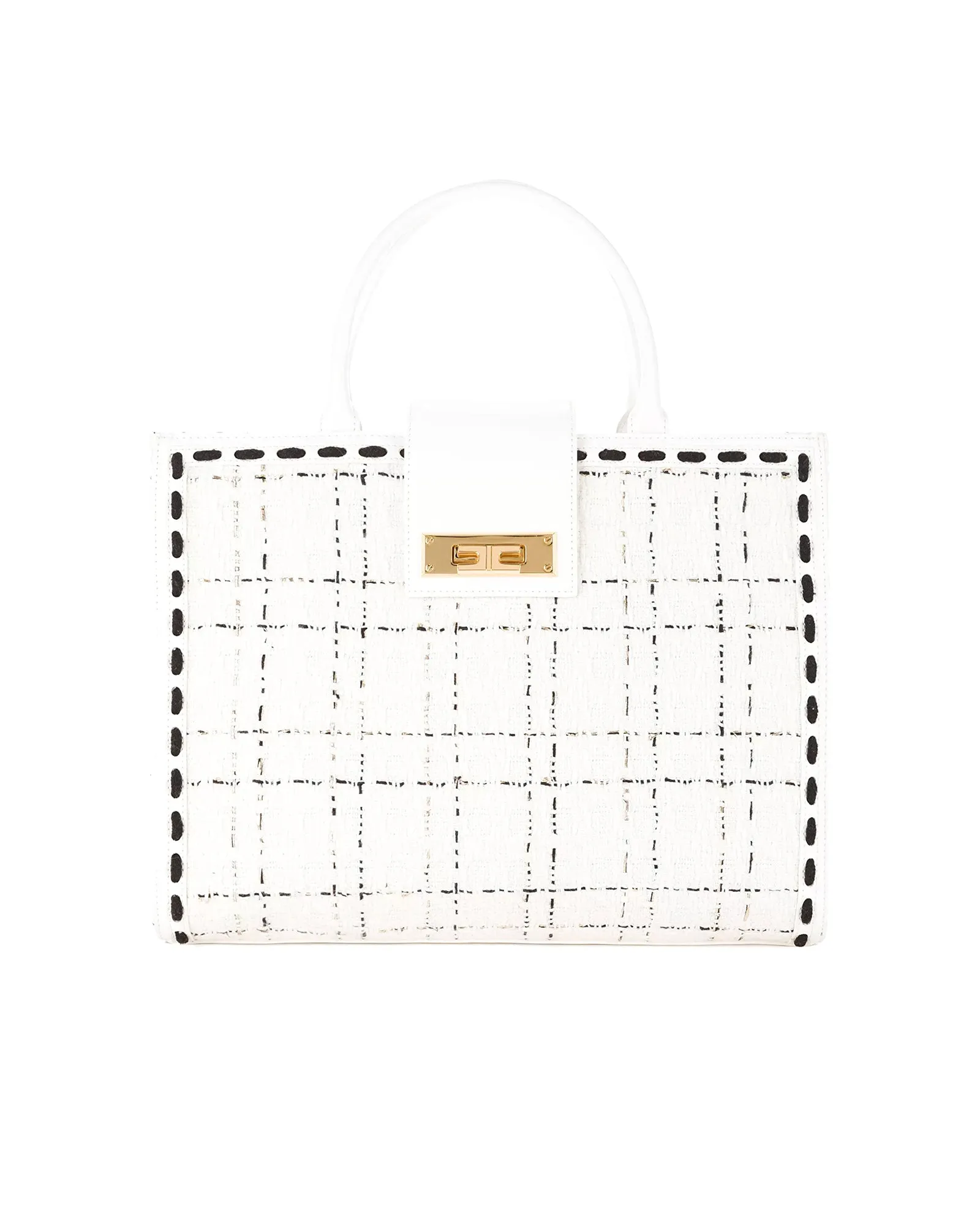 Borsa a mano tessuto bouclè avorio