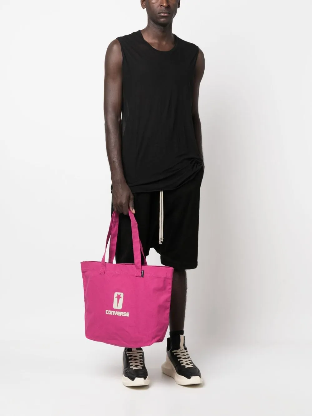 Borsa a spalla con logo in rosa - unisex