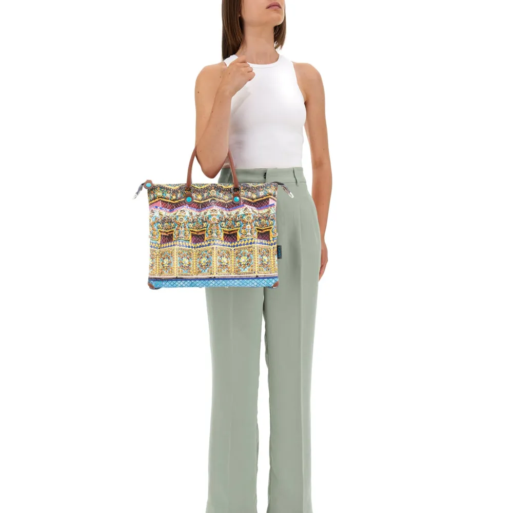 Borsa Donna a Mano con Tracolla GABS G3 PLUS Holiday in Pelle stampa Tempio Bangkok Medium