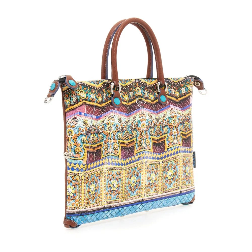 Borsa Donna a Mano con Tracolla GABS G3 PLUS Holiday in Pelle stampa Tempio Bangkok Medium