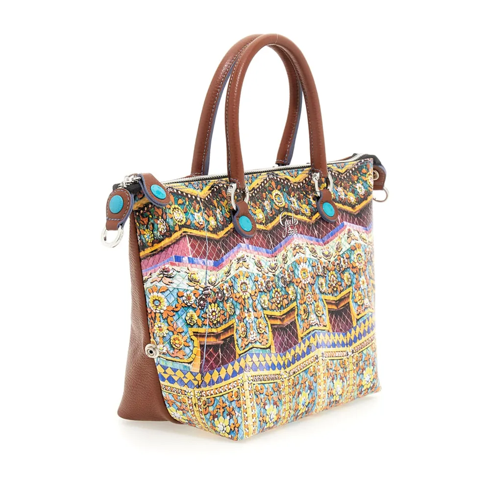 Borsa Donna a Mano con Tracolla GABS G3 PLUS Holiday in Pelle stampa Tempio Bangkok Medium
