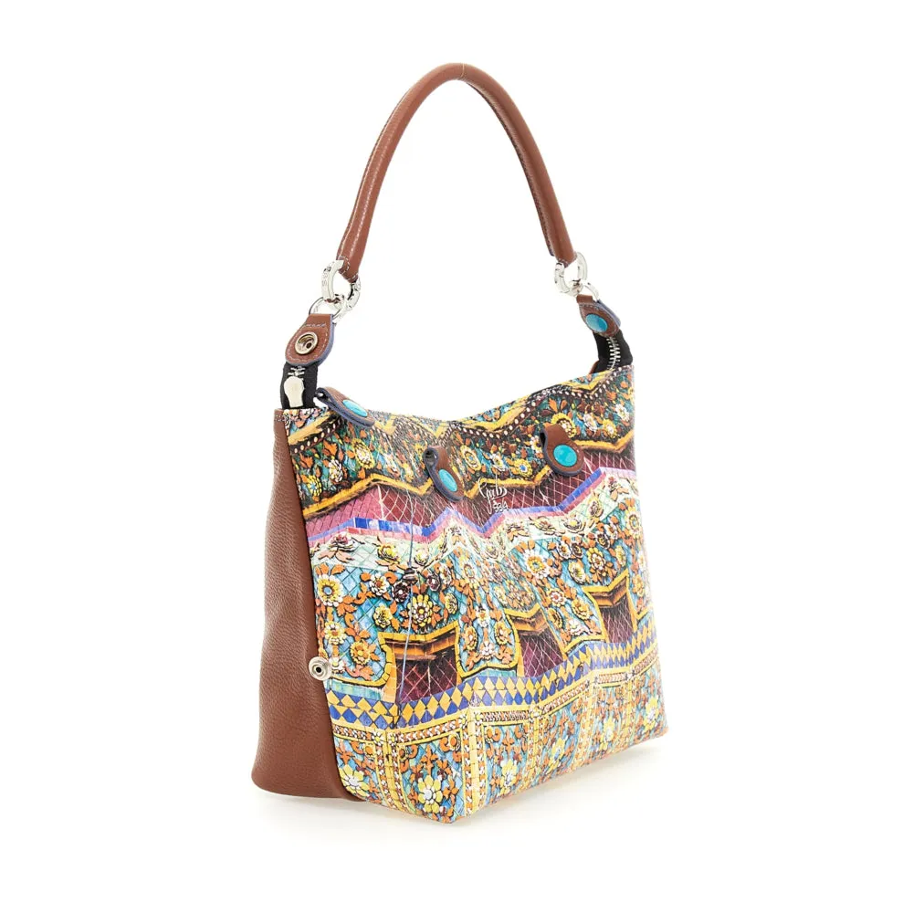 Borsa Donna a Mano con Tracolla GABS G3 PLUS Holiday in Pelle stampa Tempio Bangkok Medium