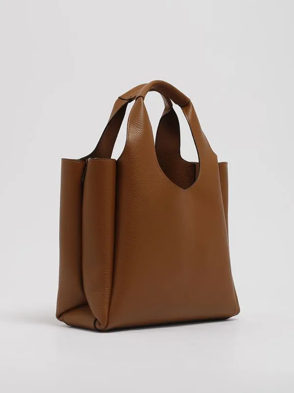 Borsa donna Hogan shopper in pelle martellata con logo goffrato Cuoio