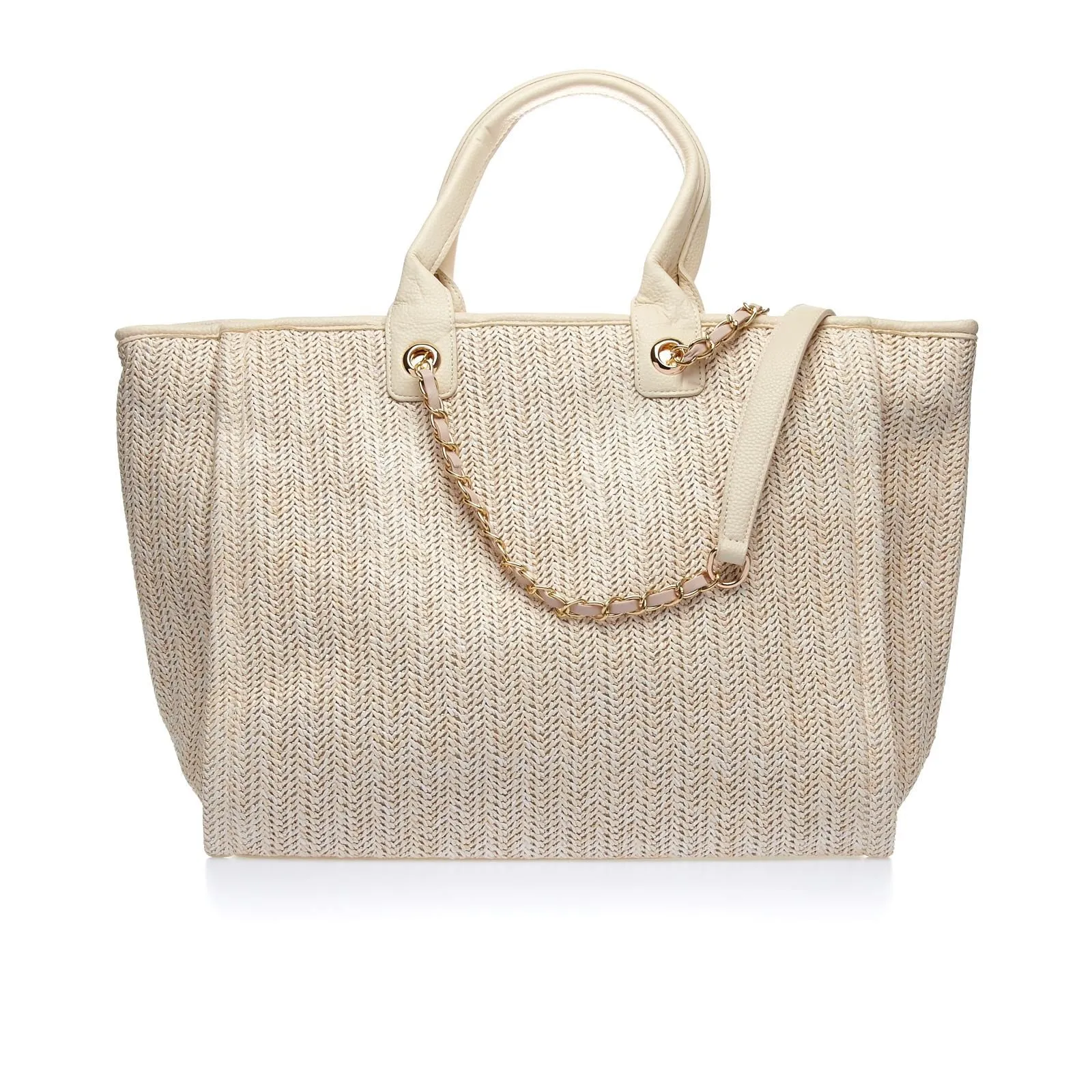Borsa shopper beige intrecciata
