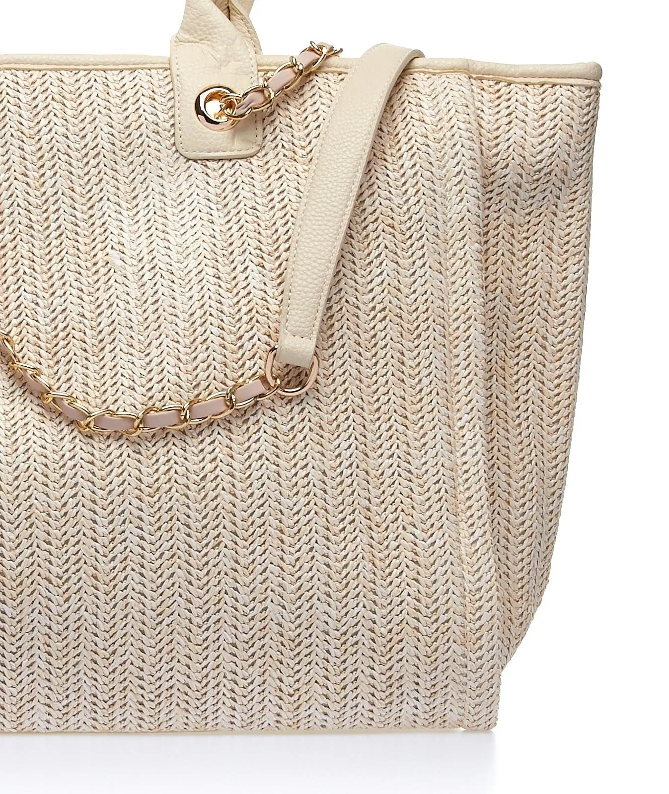 Borsa shopper beige intrecciata
