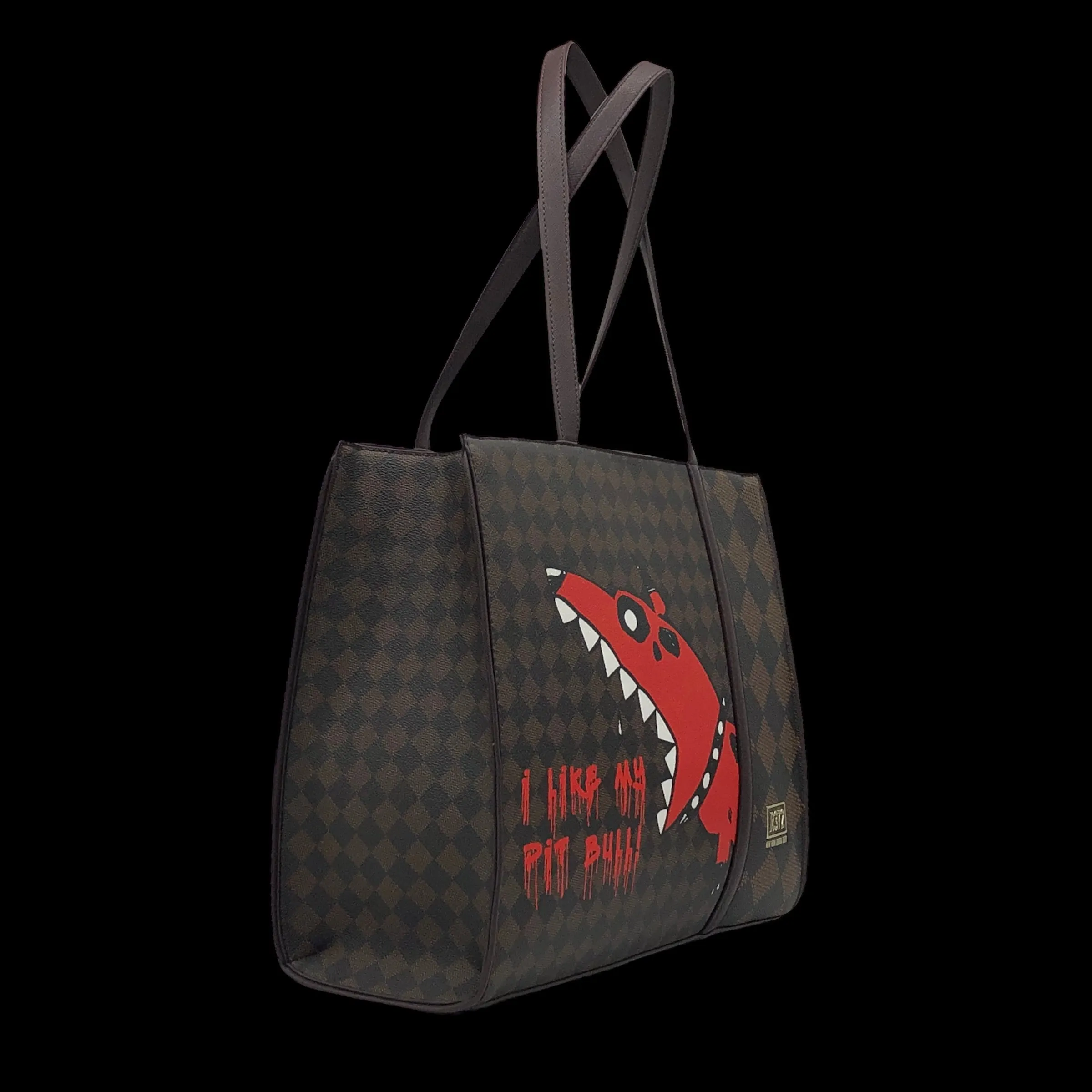 BORSA SHOPPER R372 I LIKE MY DOG WOMAN SHOPPER MARRONE