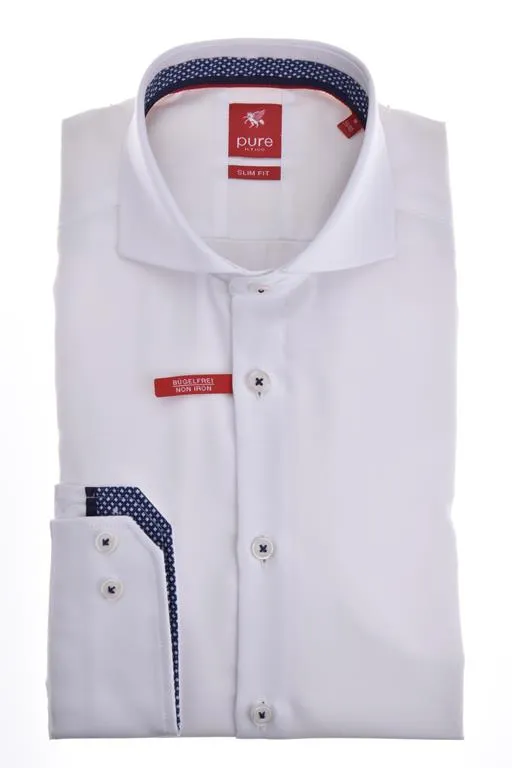 Camicia bianca pure con taschino modern fit