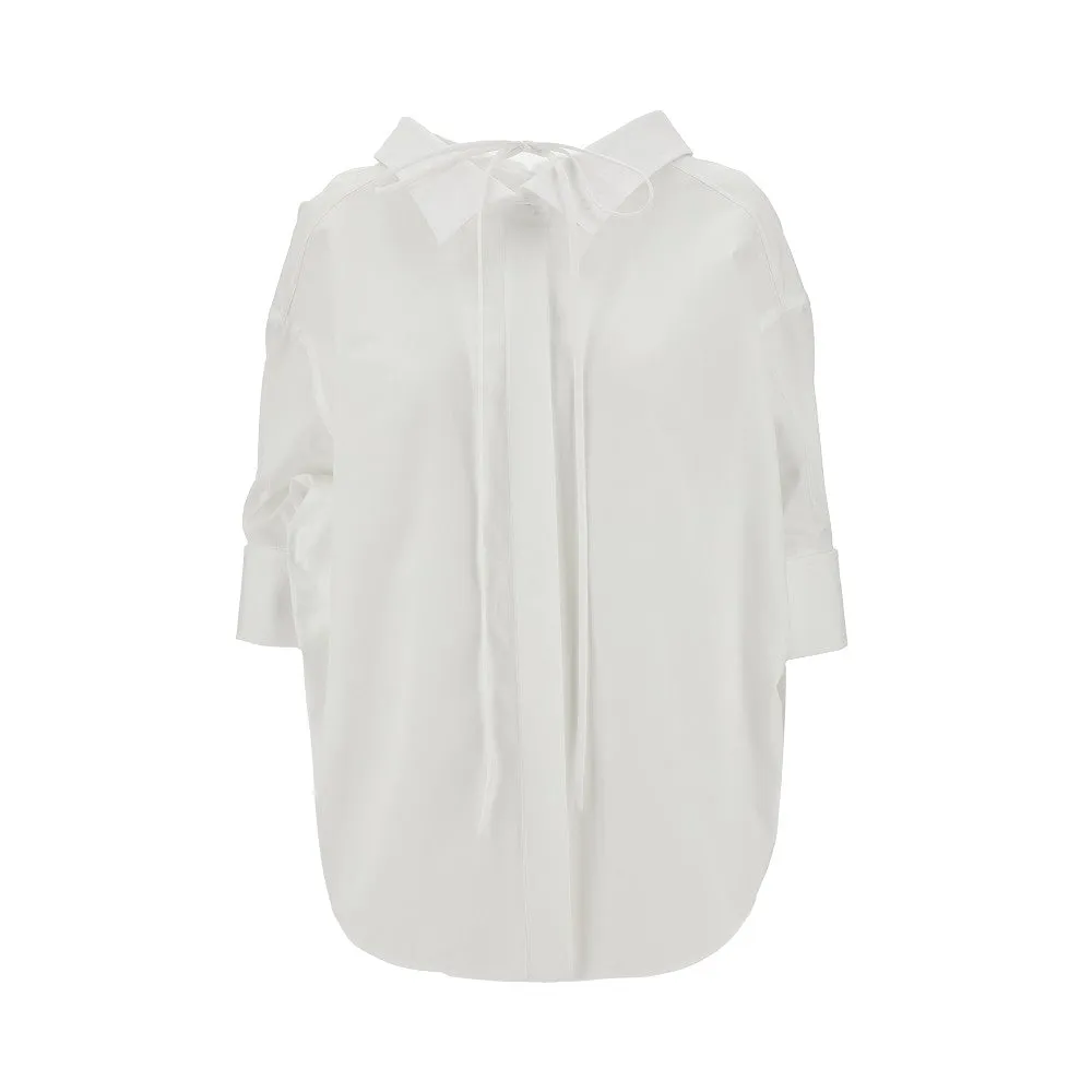 Camicia in popeline con laccetto sul collo