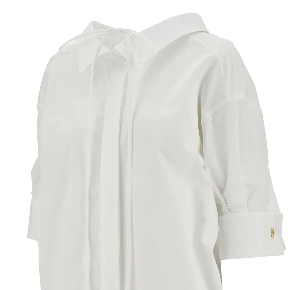 Camicia in popeline con laccetto sul collo