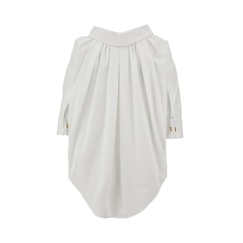 Camicia in popeline con laccetto sul collo