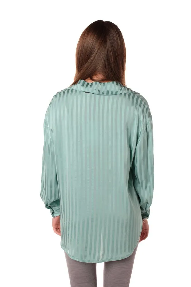 Camicia over in raso donna verde