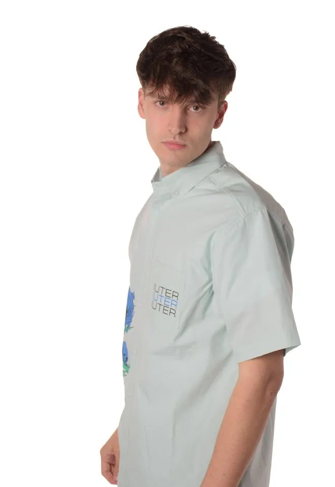 camicia spine skulls uomo verde