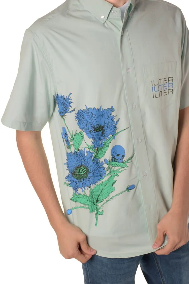 camicia spine skulls uomo verde