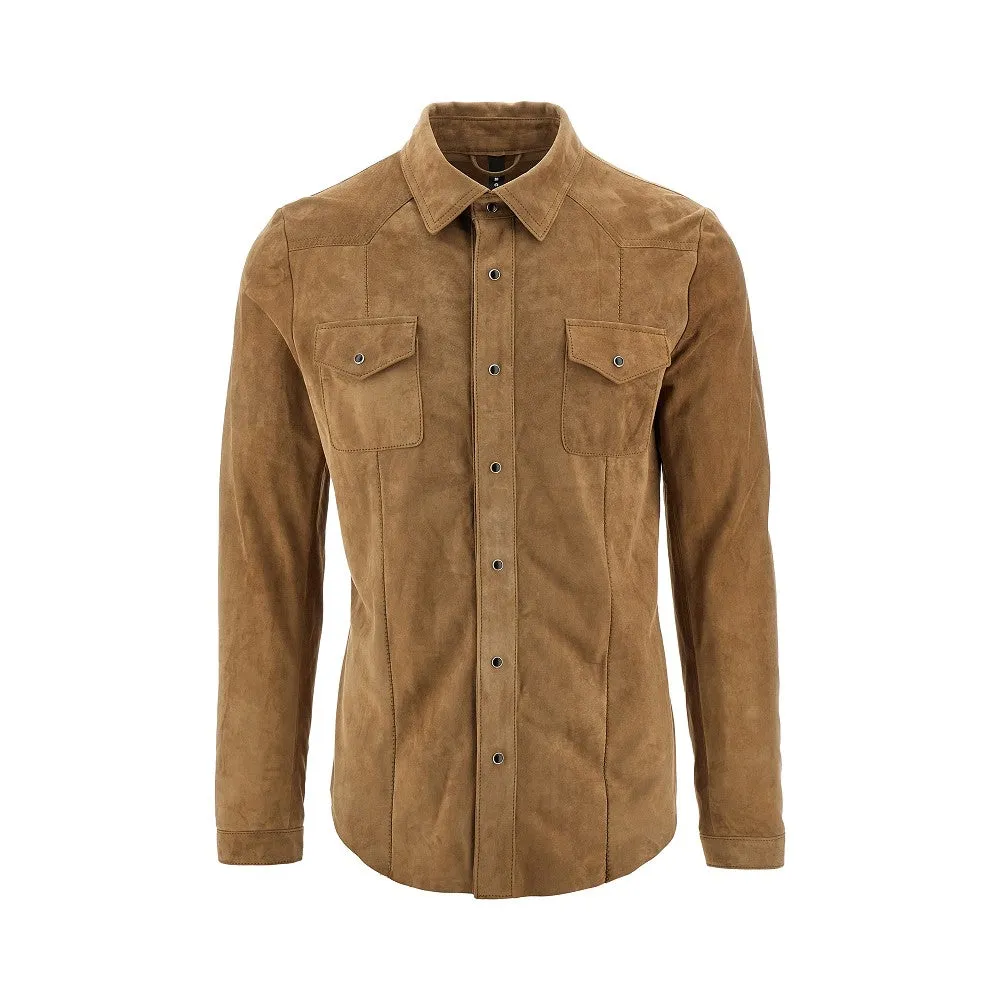 Camicia 'Texas' in pelle scamosciata