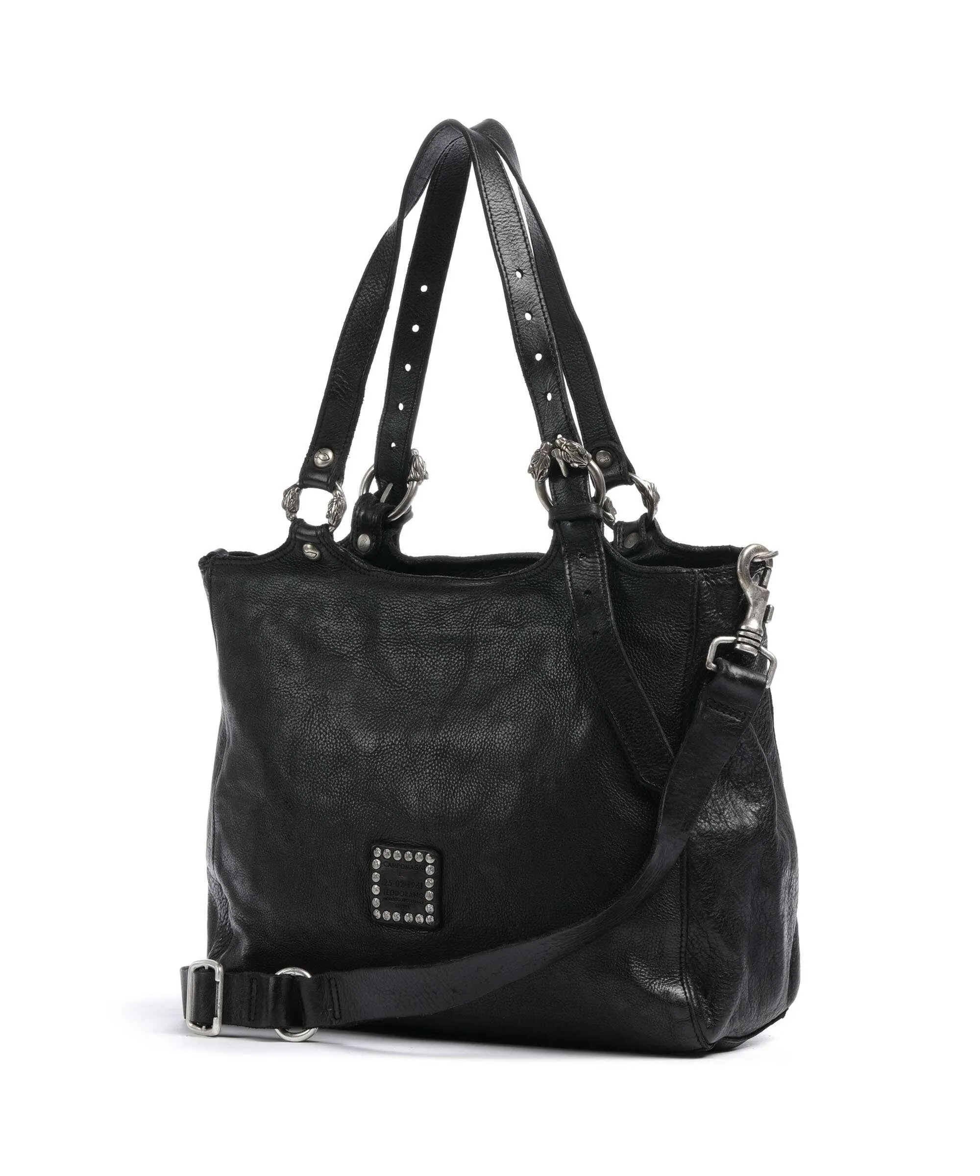  Campomaggi Borsa shopper pelle di vacchetta grana nero  