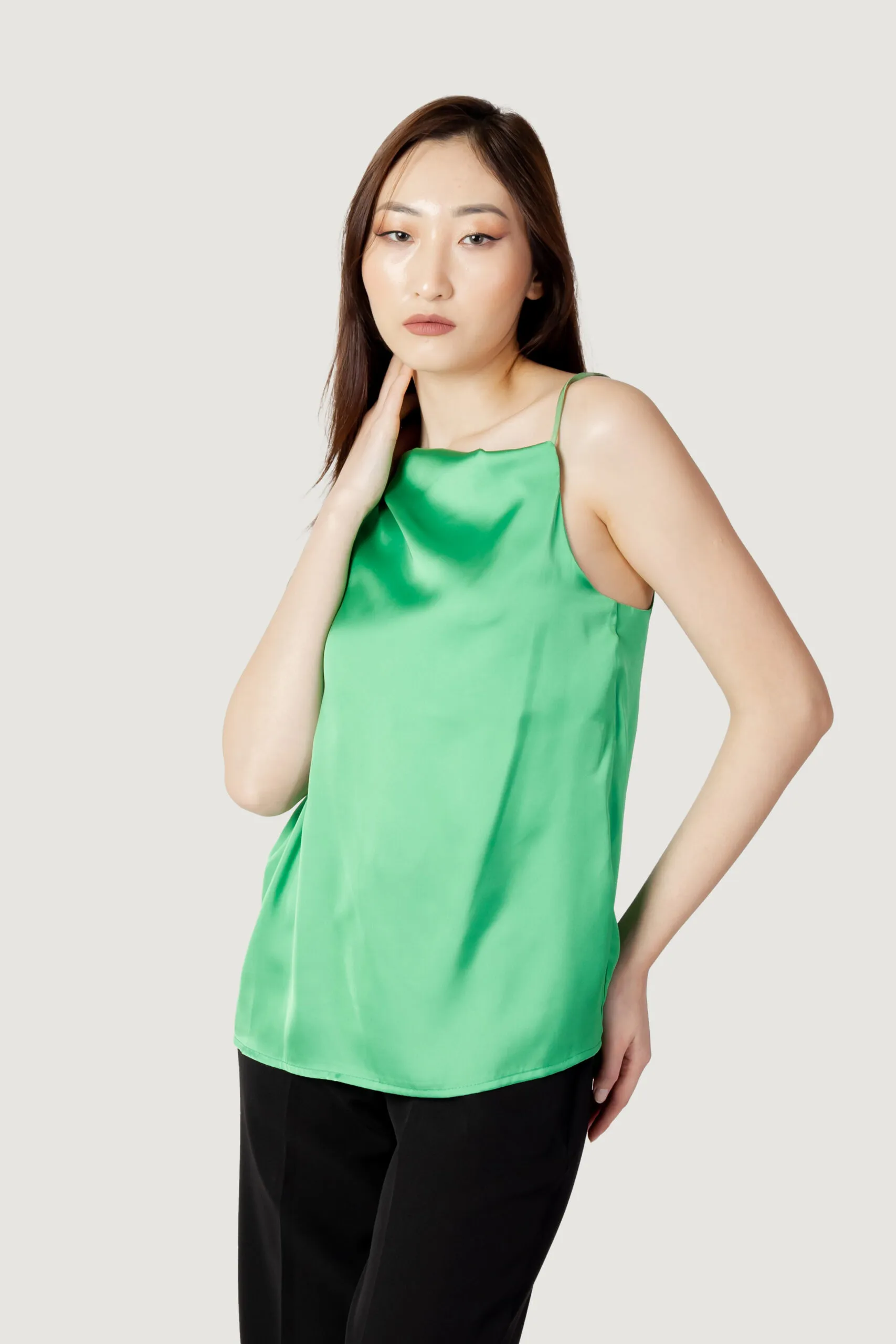 Canotta Hanny Deep tinta unita satin Verde