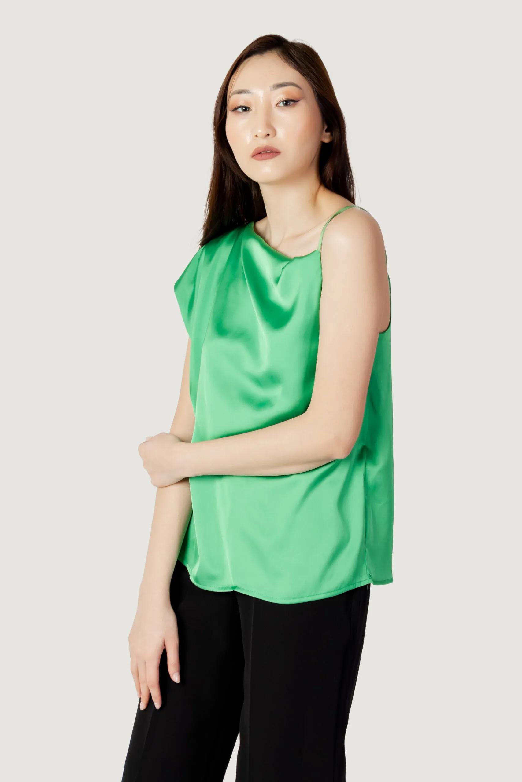 Canotta Hanny Deep tinta unita satin Verde