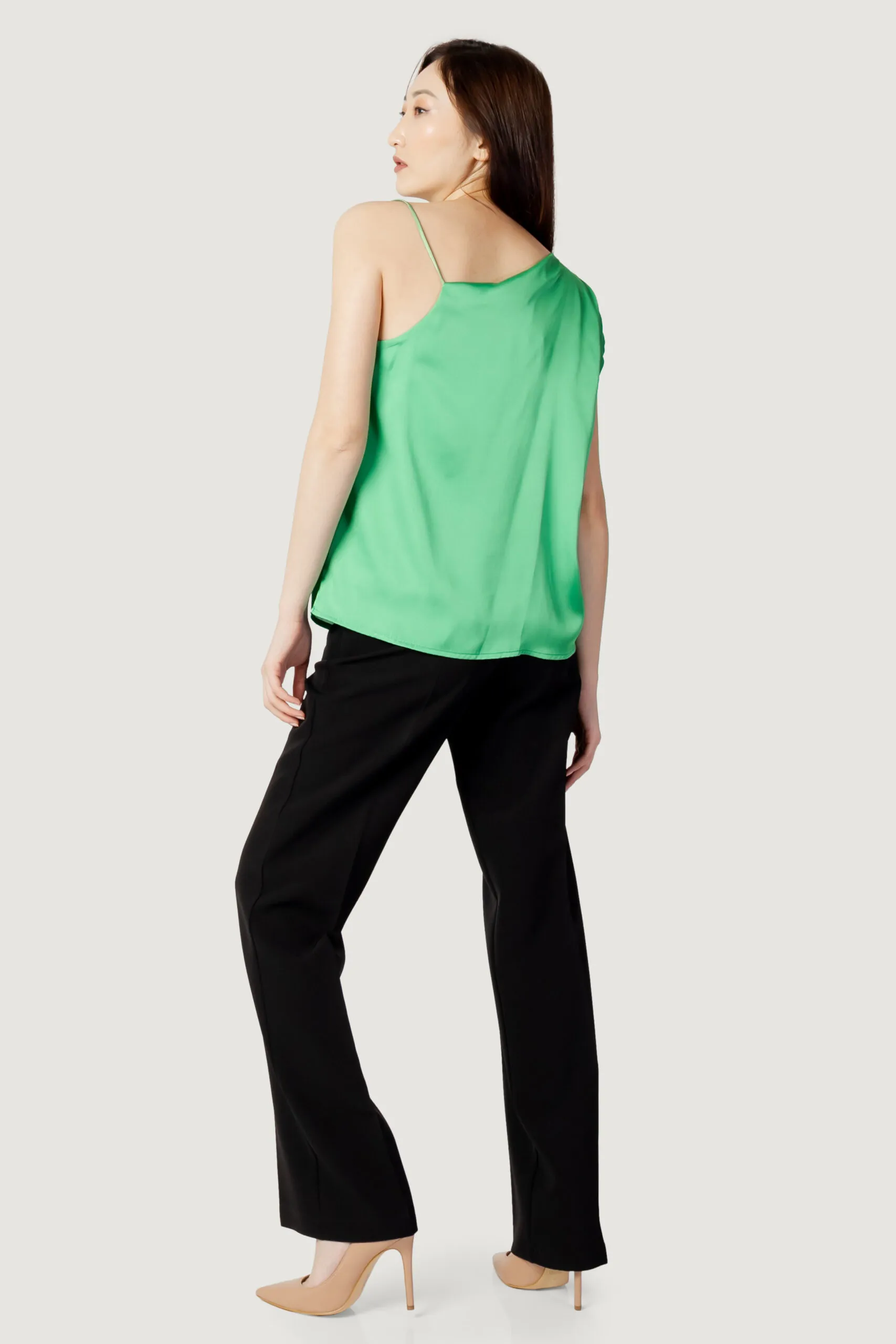Canotta Hanny Deep tinta unita satin Verde