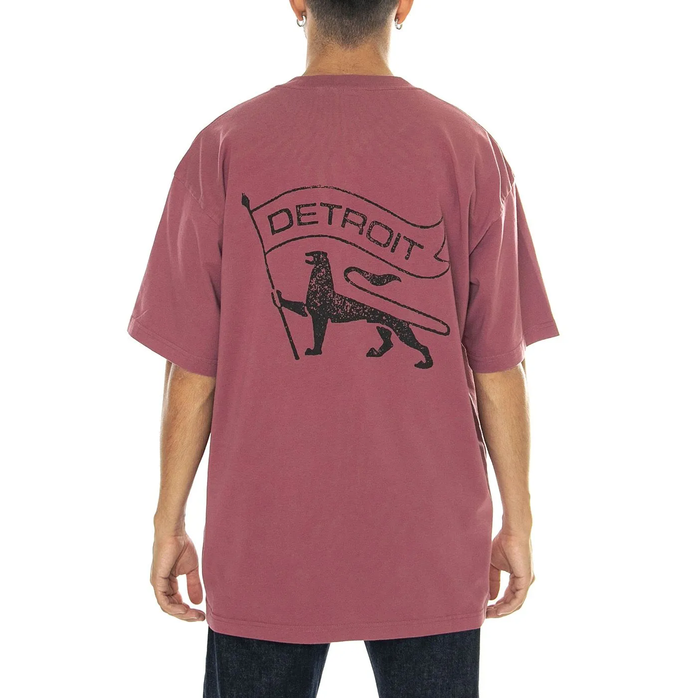 CARHARTT WIP S/S Stamp T-Shirt Dusty Fuchsia / Black stone washed - Maglietta Girocollo Uomo Bordeaux    
