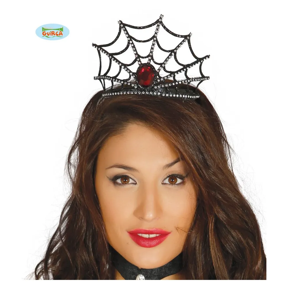 Cerchietto Corona Copricapo Regina Nera Ragnatela GemmaBrillantini Halloween Dama Oscura