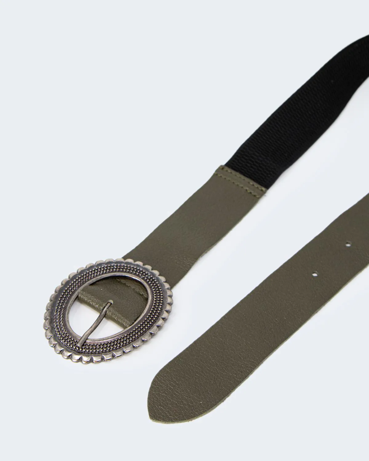 Cinta One.0 ELASTICA CON FIBBIA OVALE LAVORATA Verde Oliva