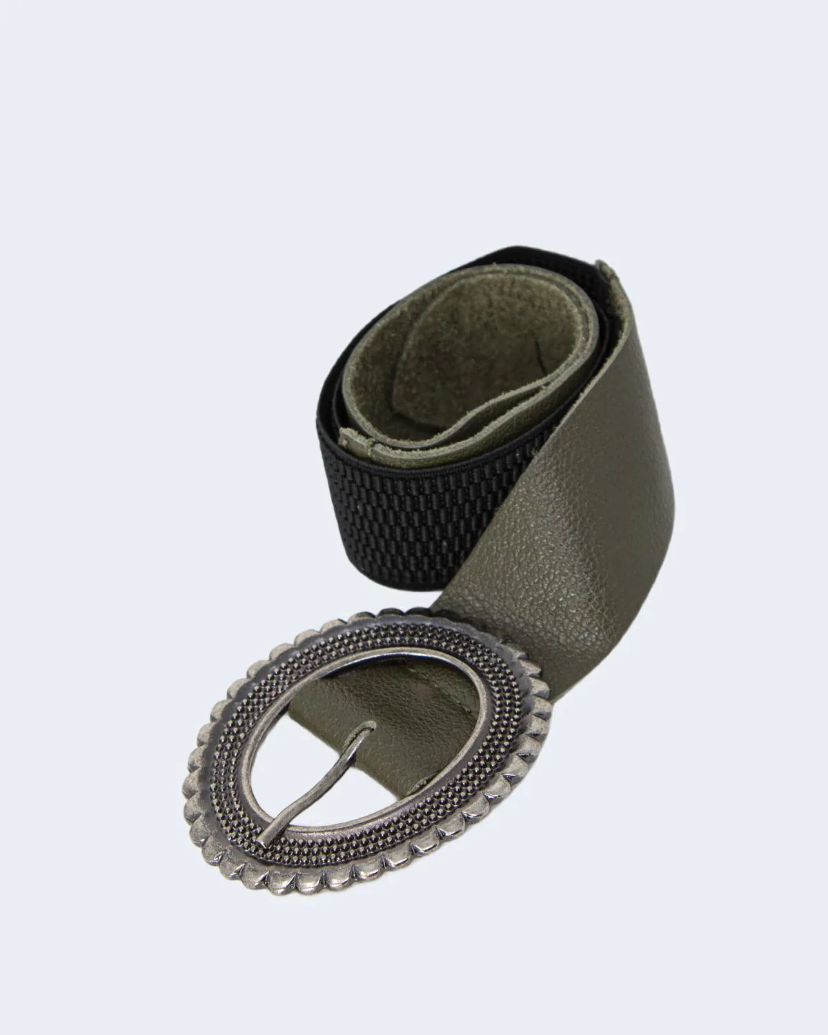 Cinta One.0 ELASTICA CON FIBBIA OVALE LAVORATA Verde Oliva