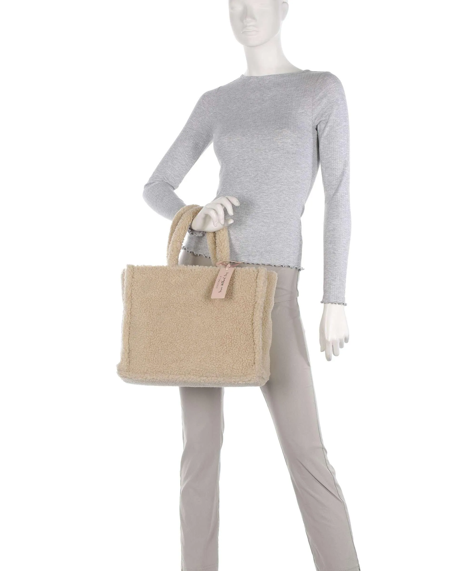  Coccinelle Never Without Bag Borsa a mano pelliccia natura  
