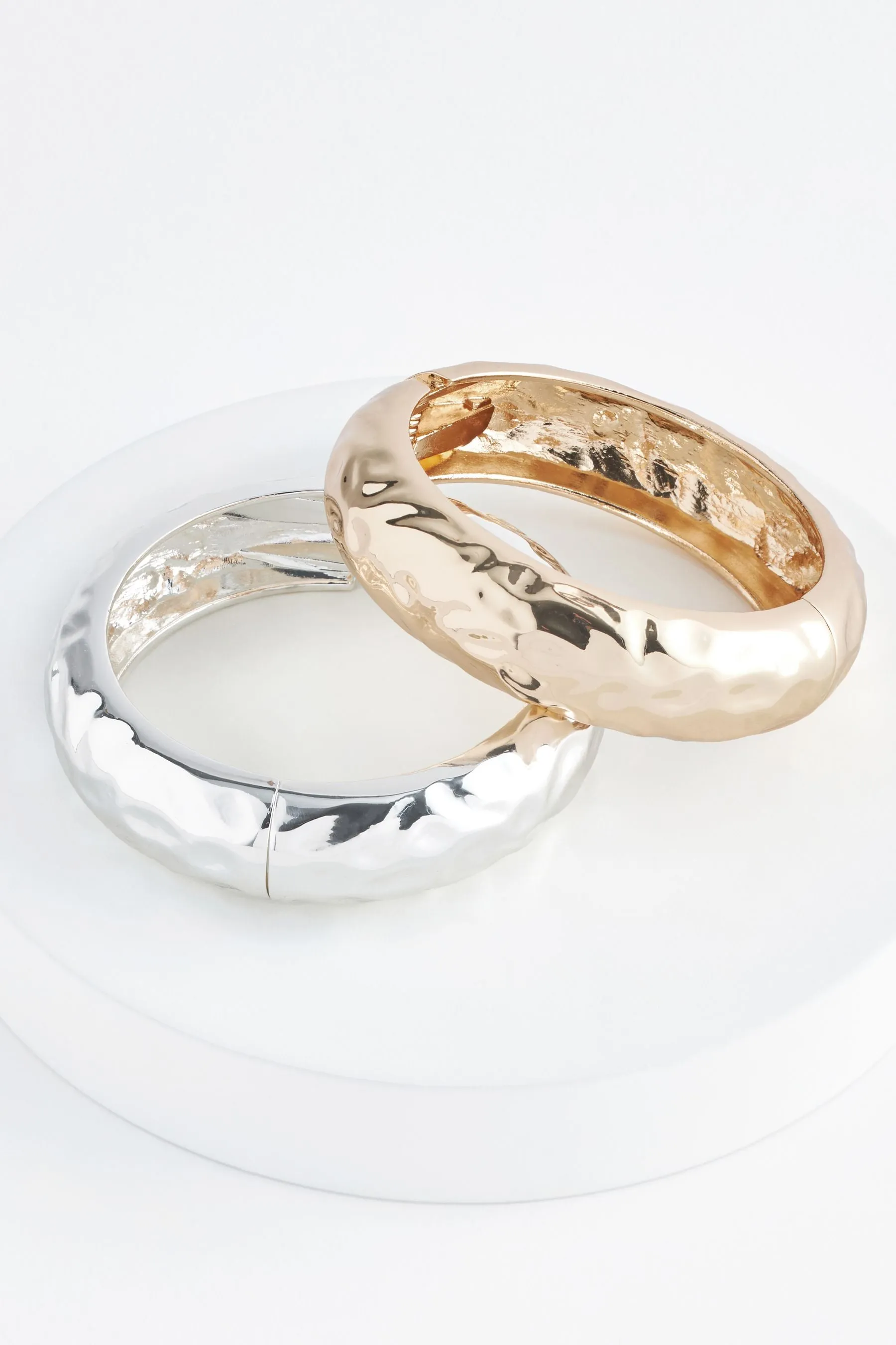 Color oro/argento  - Bracciale rigido spesso da 2 Confezione