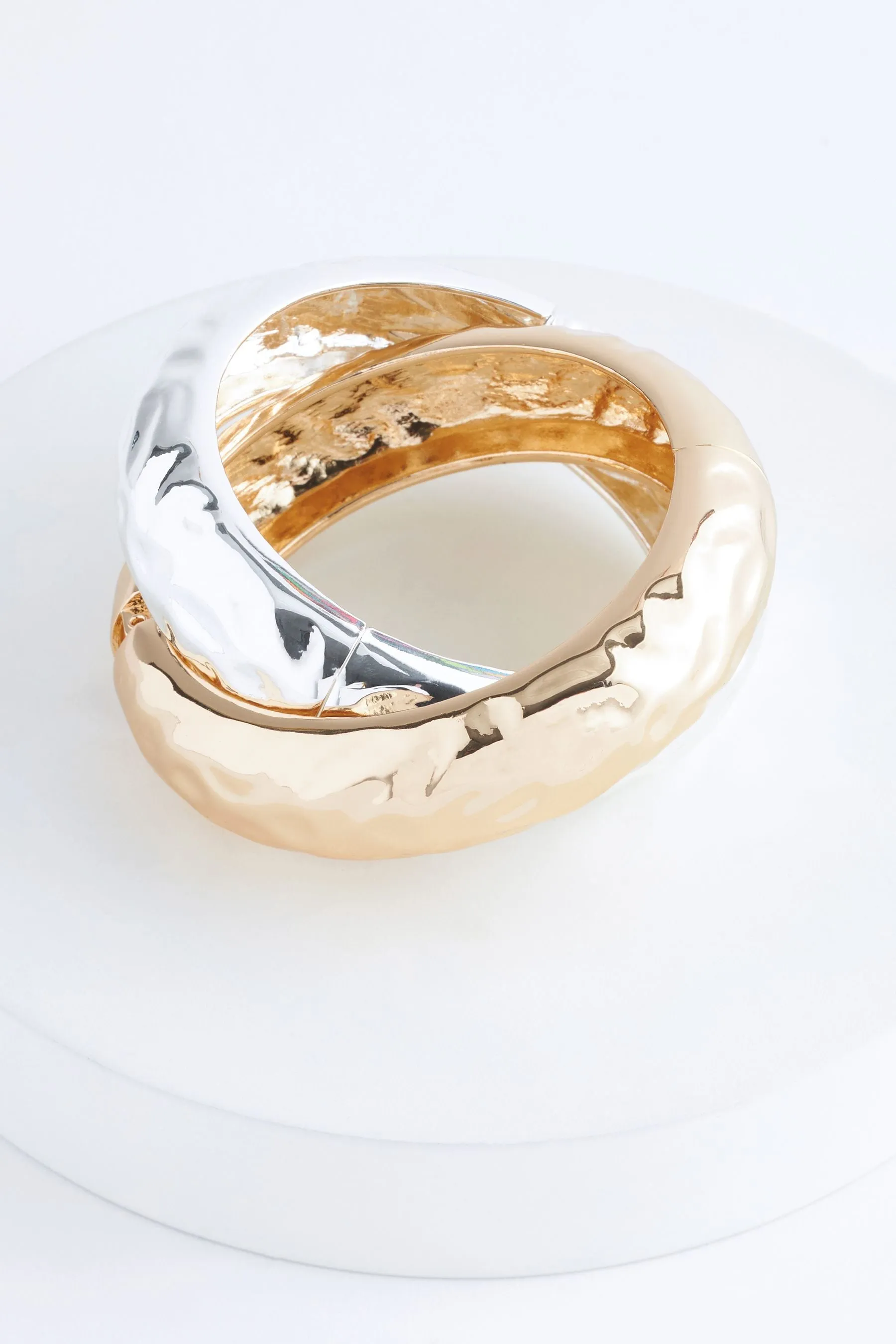 Color oro/argento  - Bracciale rigido spesso da 2 Confezione