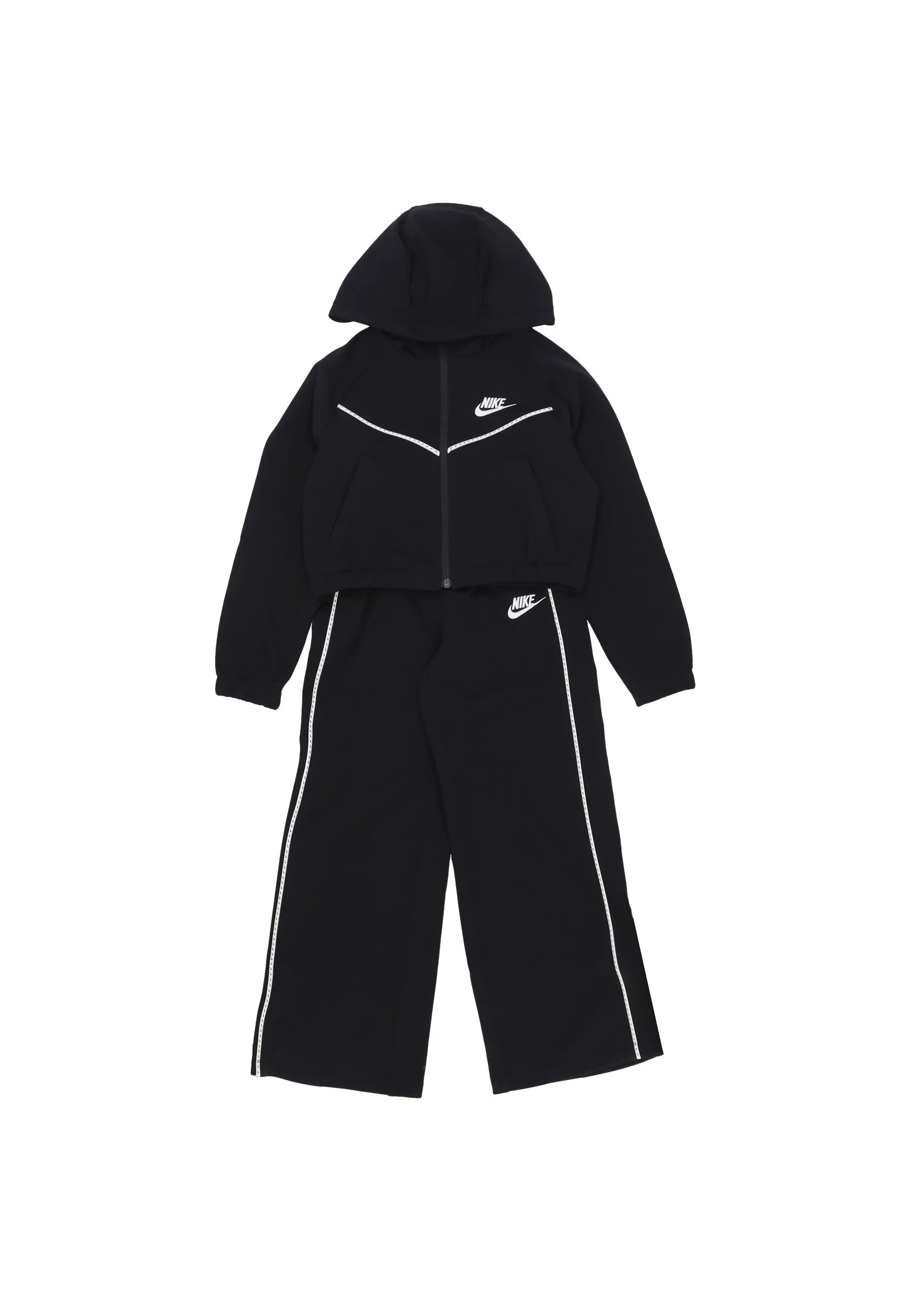 Completo Tuta Ragazza Sportswear Full-zip Hoodie Tracksuit Black/black/white/white