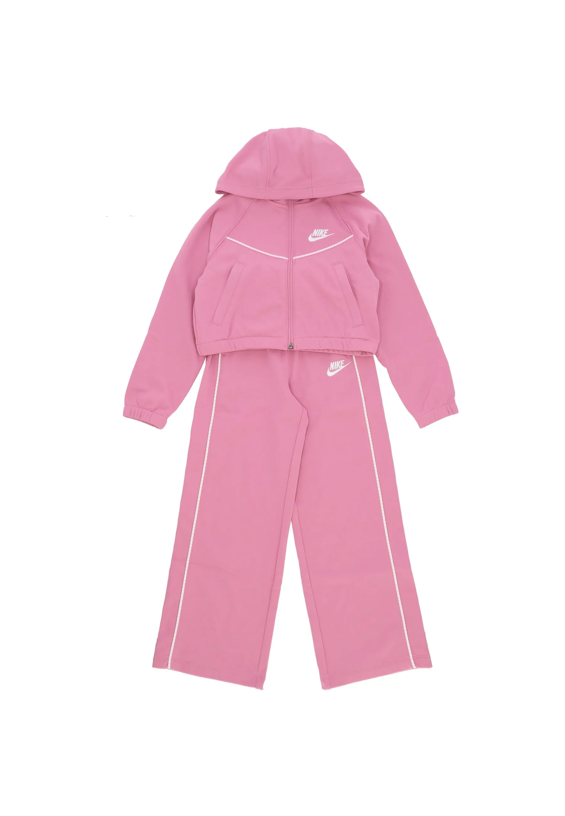 Completo Tuta Ragazza Sportswear Full-zip Hoodie Tracksuit Magic Flamingo/magic Flamingo/white