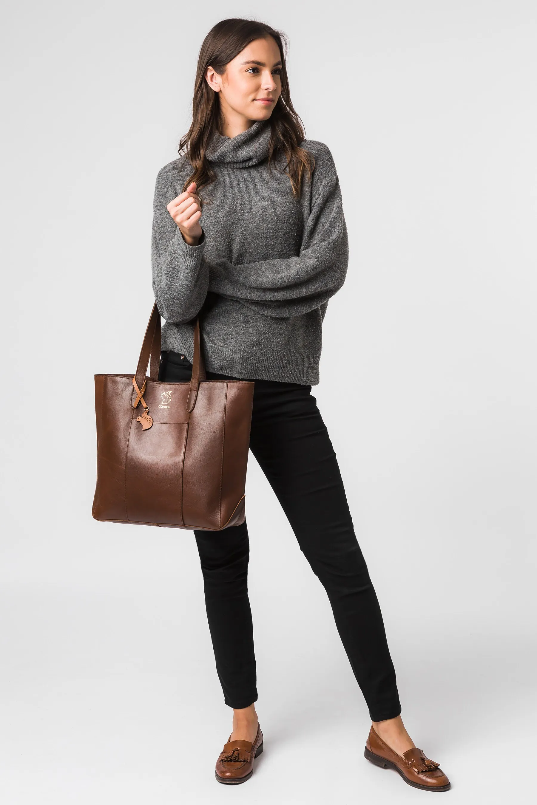 Conkca - Hardy - Borsa shopper in pelle conciata al vegetale    