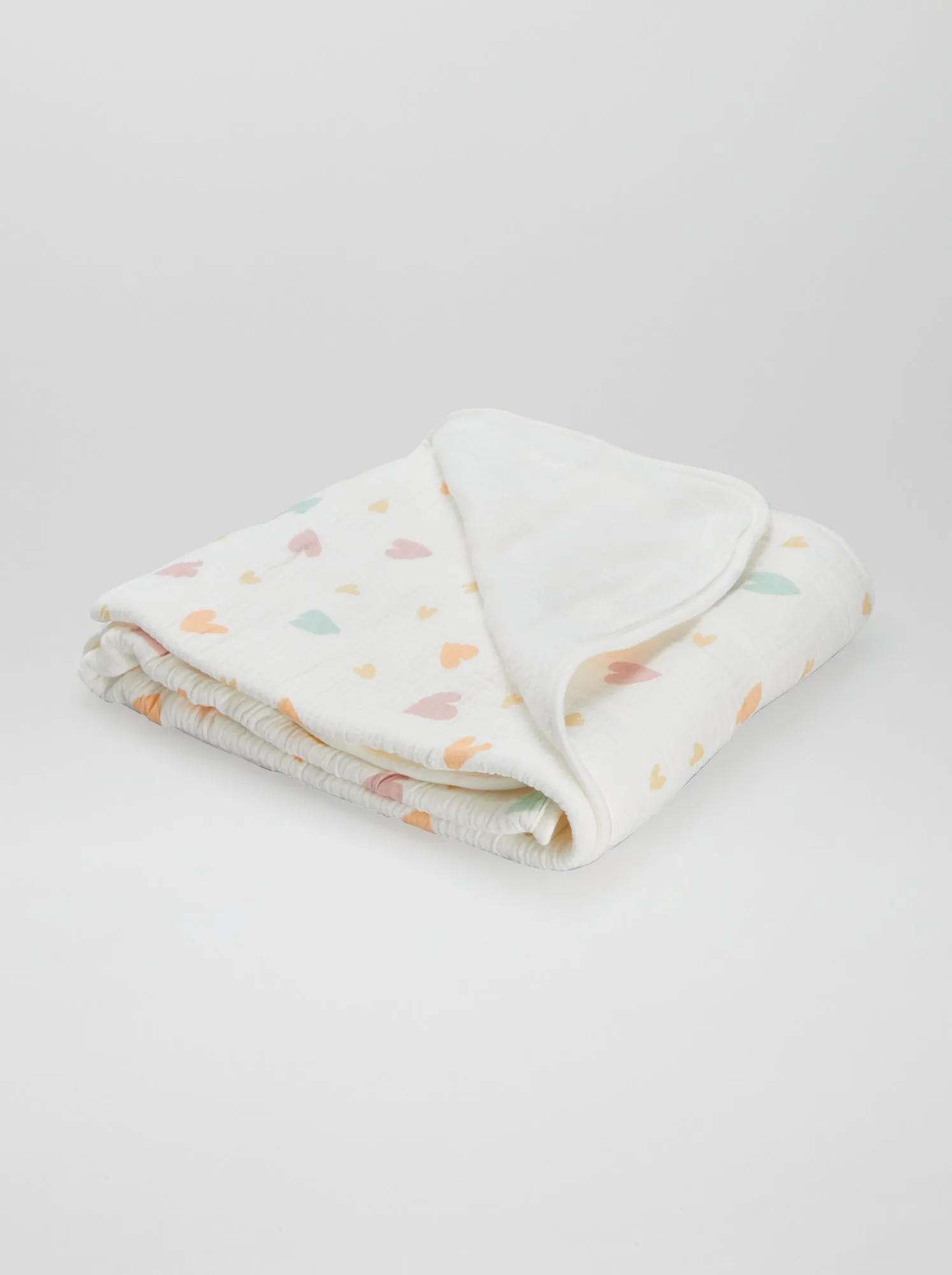 Copertina in cotone con interno in pile - BIANCO