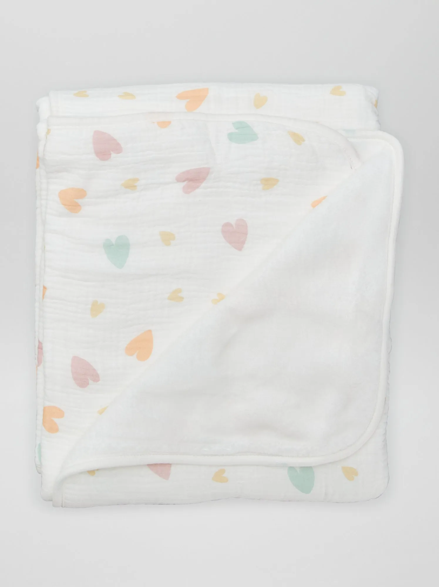 Copertina in cotone con interno in pile - BIANCO
