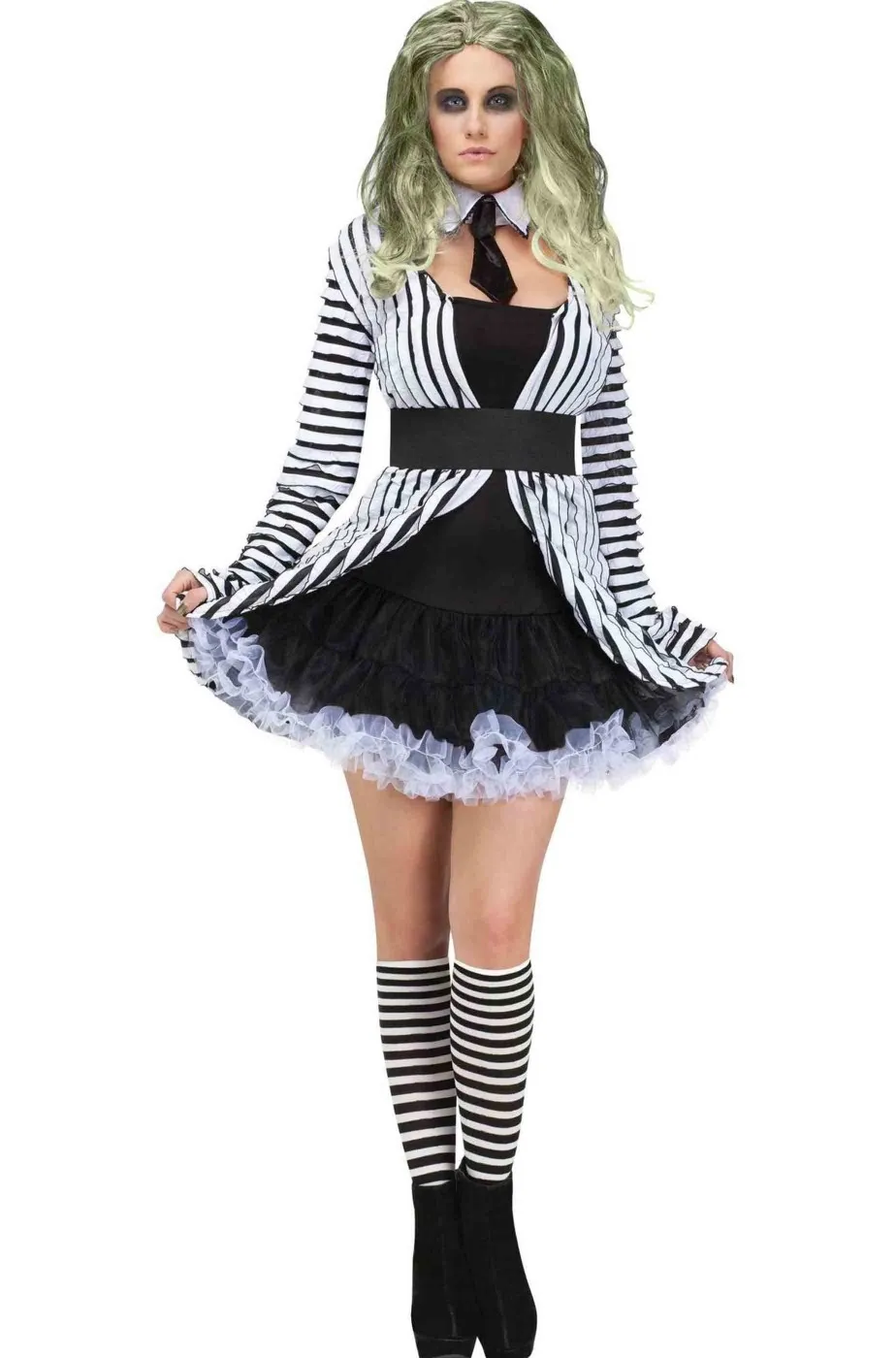 Coppia di costumi Halloween adulto Beetlejuice uomo e donna